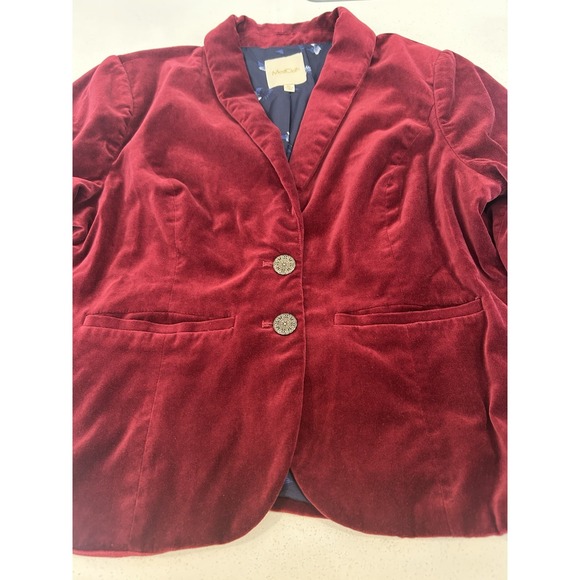 ModCloth Red Velvet Blazer Woman SZ XL Pockets & 2 Fancy Metal Buttons Bohemian - Picture 5 of 13